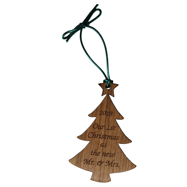 Wooden Christmas Tree Shaped Ornament - Personalized-0