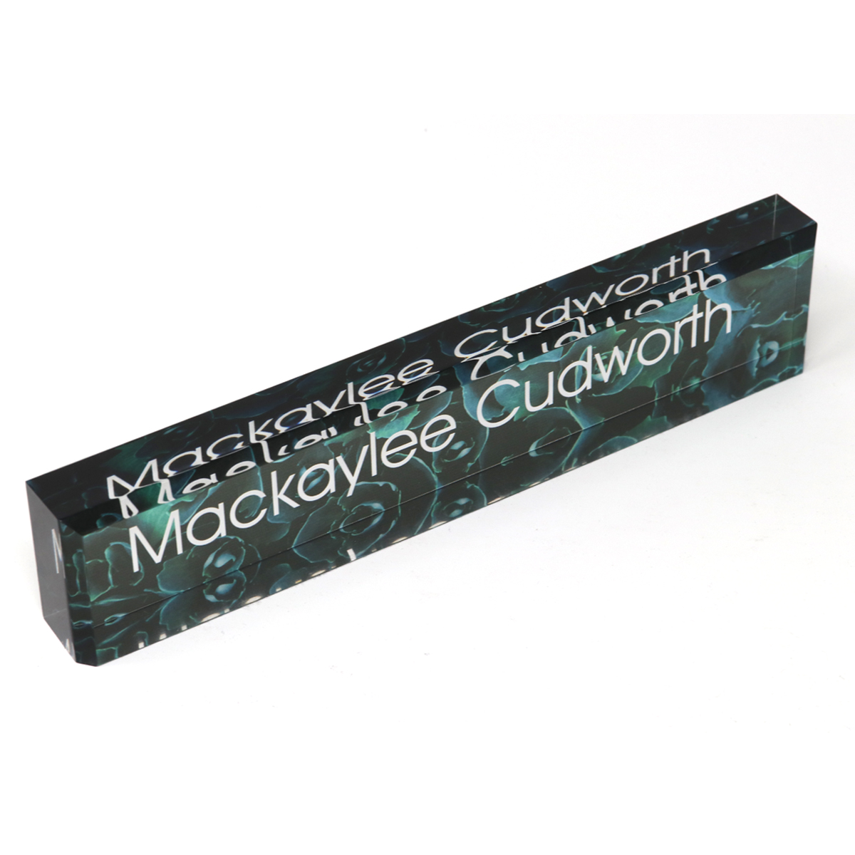 Personalized Acrylic Block Name Plate Printed Background with Text-13388