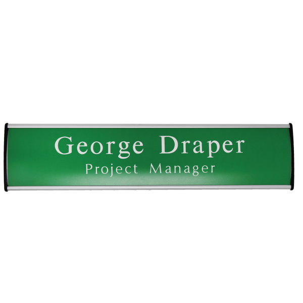 Curved Office Door Sign Frame with Engraved Plastic Inserts-13983