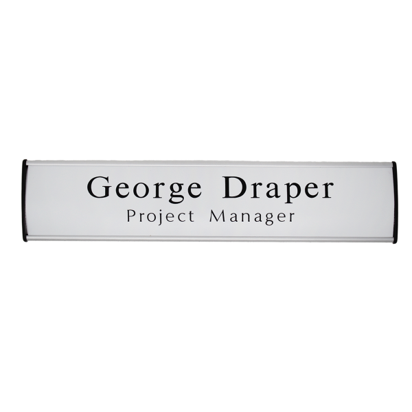Curved Office Door Sign Frame with Engraved Plastic Inserts-13967