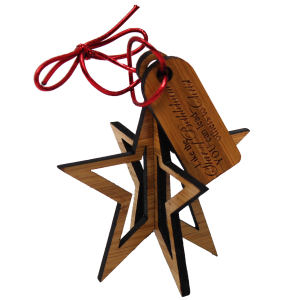 3D Wooden Star Christmas Tree Ornament with Wooden Tag-0