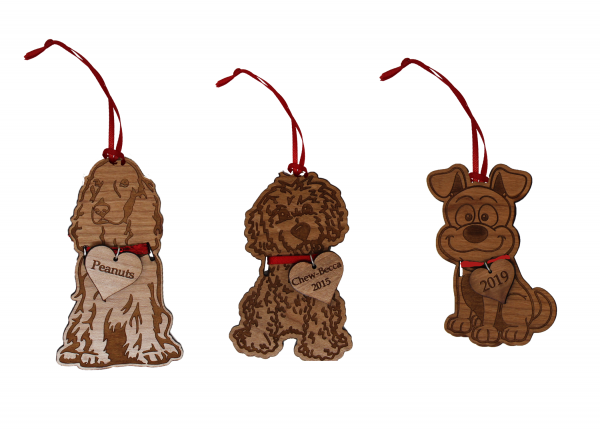 Personalized Wooden Dog Ornaments Pick from 9 Different Breeds -14183