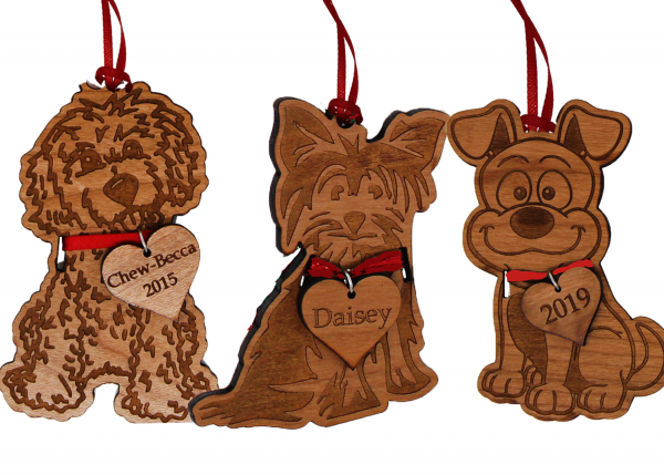 Personalized Wooden Dog Ornaments Pick from 9 Different Breeds -0