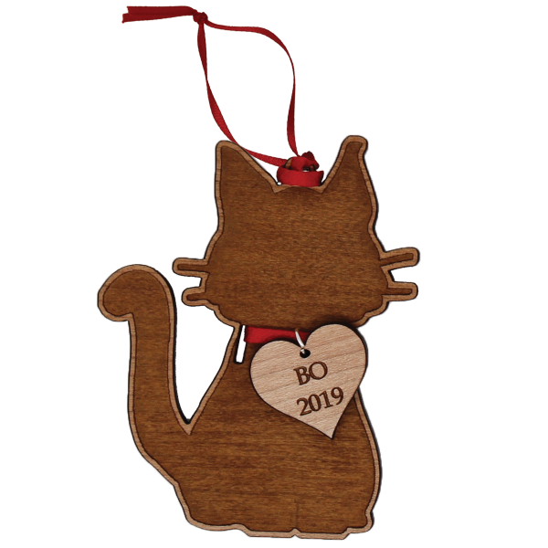 Personalize Wooden Cat Ornaments Pick from 5 Different Types-14289