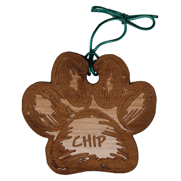 Custom Engraved Wooden Paw Ornament-0