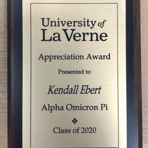 La verne Plaque with logo 4.25x6-0