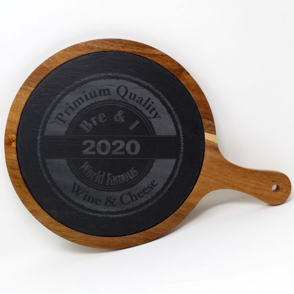 Custom Slate Cheese Paddle Circle 12.25" X 8.25"-14950