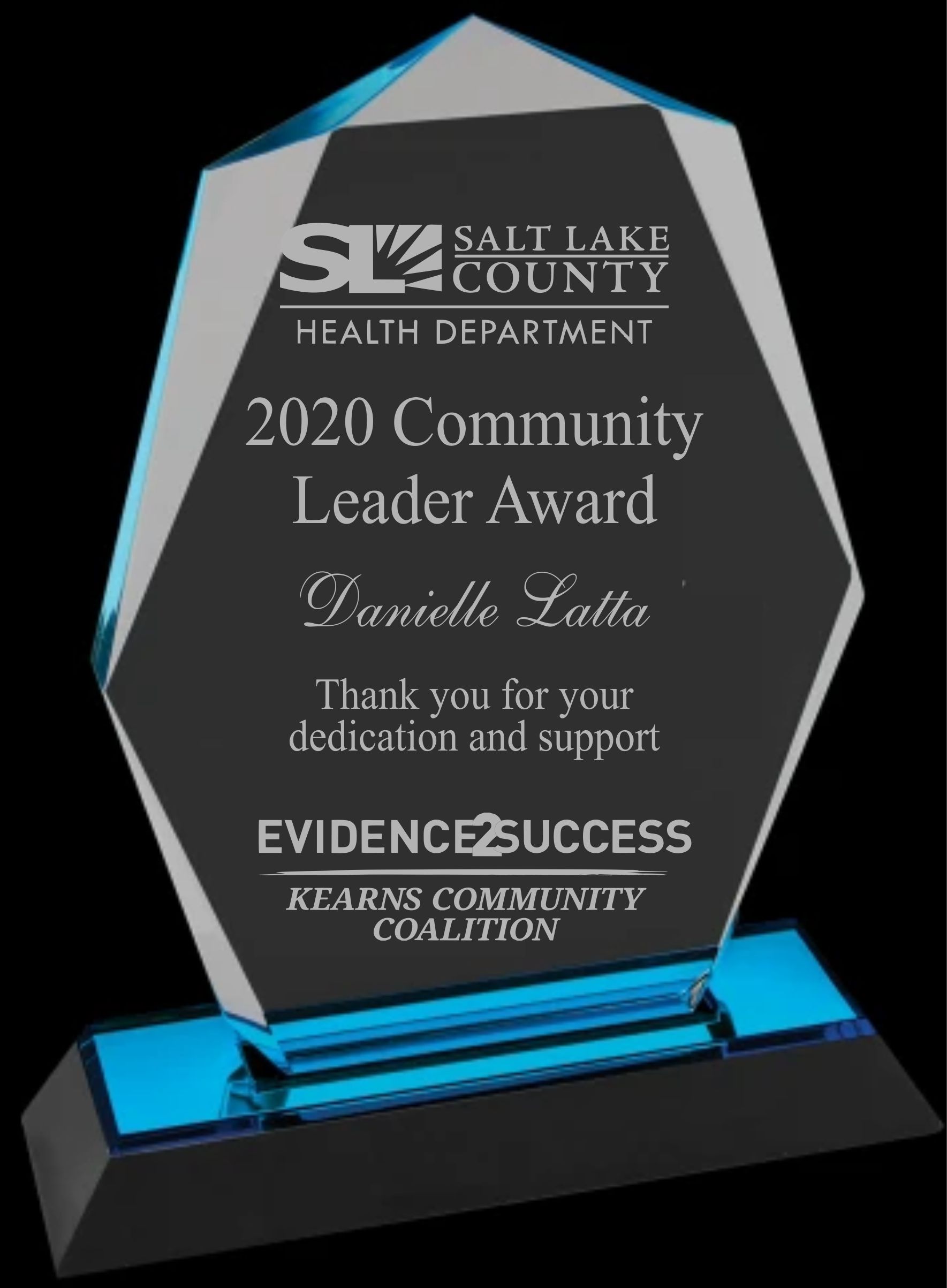 S L County Health Dept Crystal Awards with Base (JDS IMP165S)-0