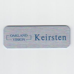 1x3 Silver/blue Name Tag with Engraved Logo and Text