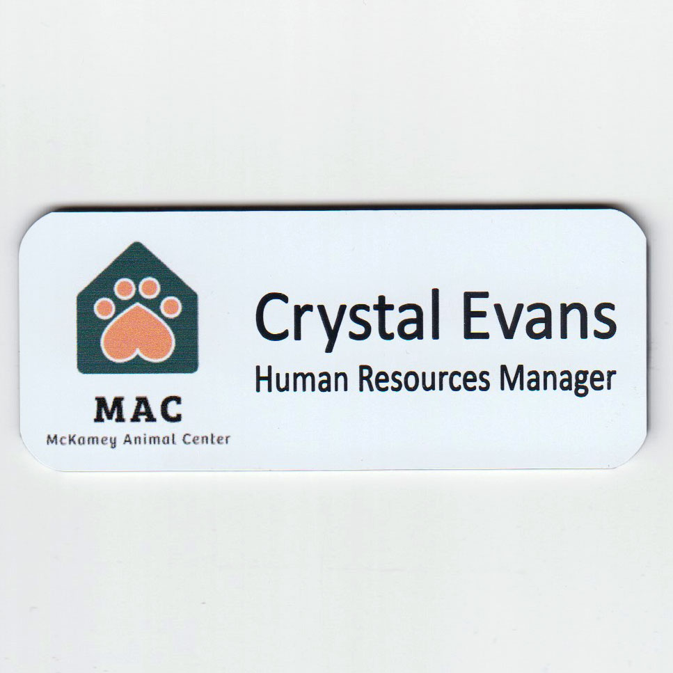 Standard Name Tags with Printed Logo & Engraved Text