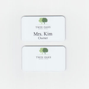 Twin Oaks name tag with Printed logo and text-0