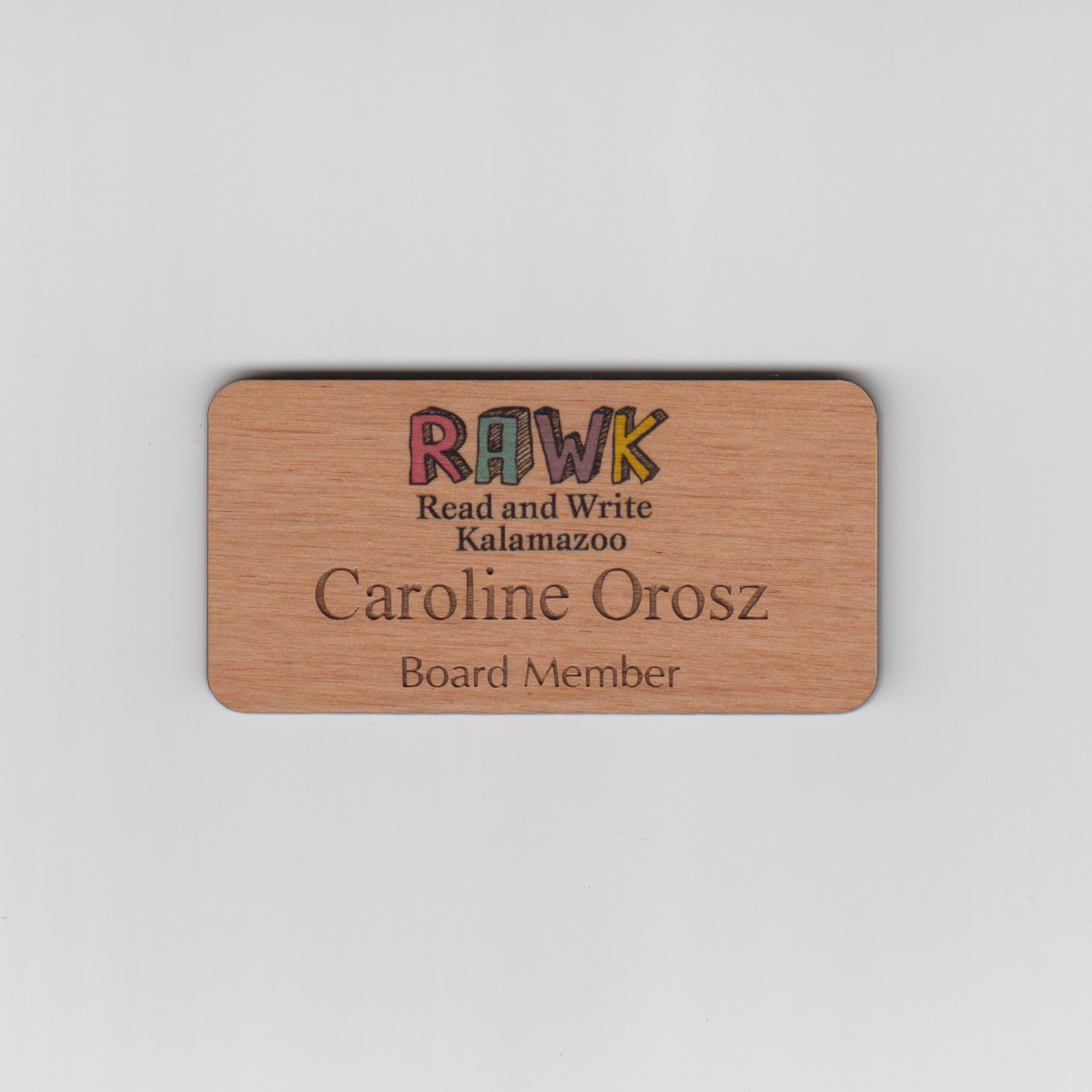 Read and Write Kalamazoo Wooden Name Tag-0